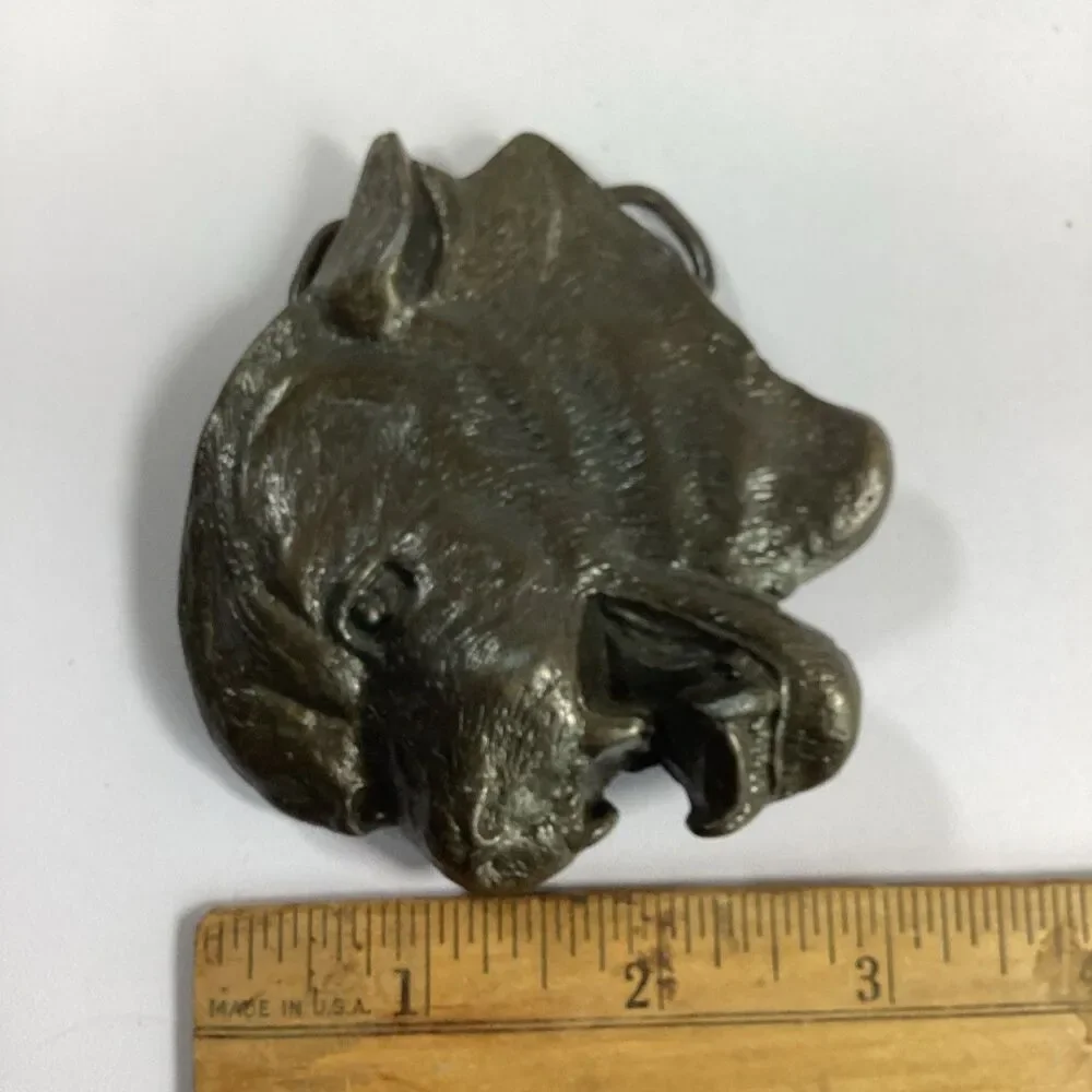 Vintage 1970s MBCI Mountain Lion Head Brasstone Belt Buckle